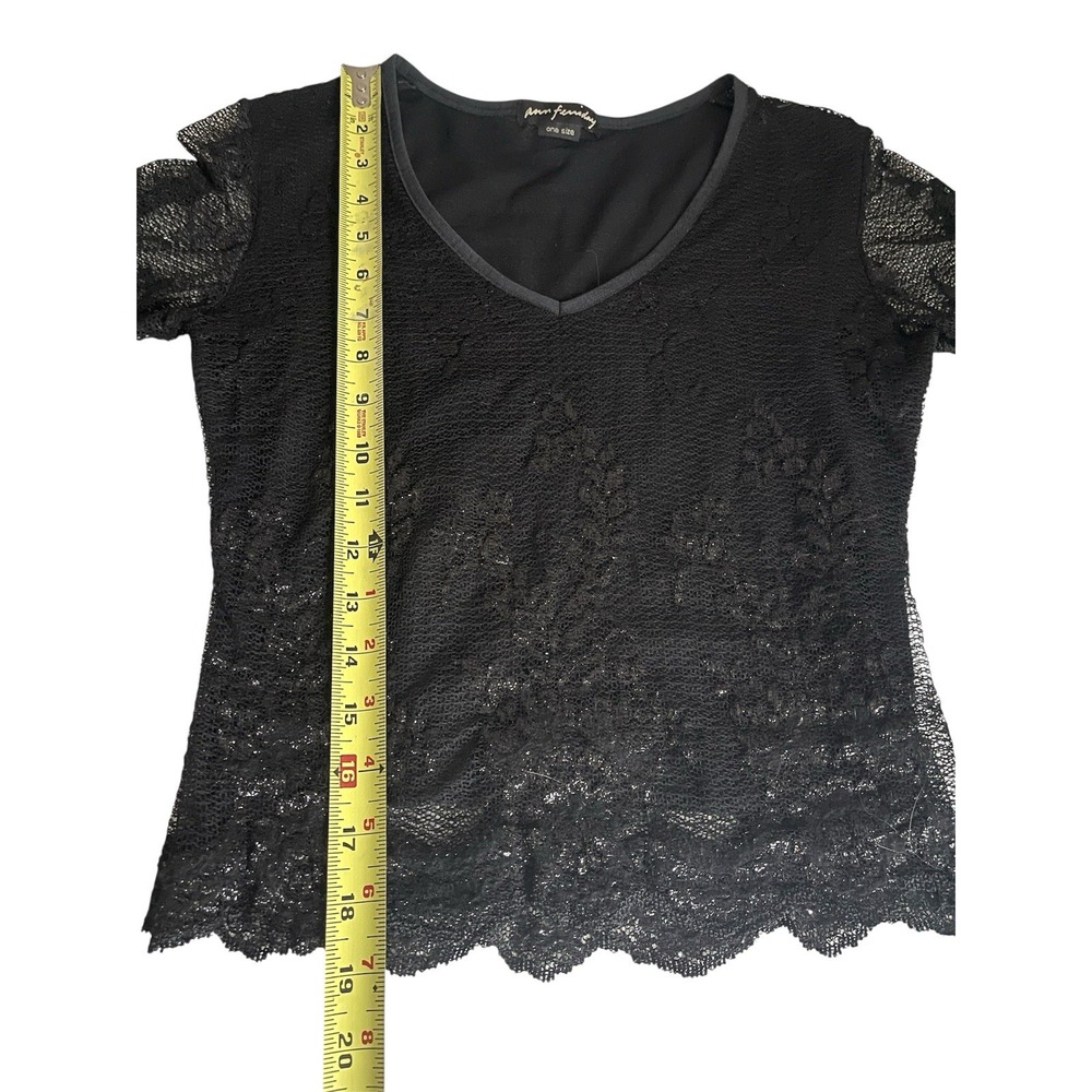 Vintage Ann Ferriday 90s Y2k Black Lace Sheer Top Whimsigoth Fairy Grunge Witchy - Picture 13 of 14